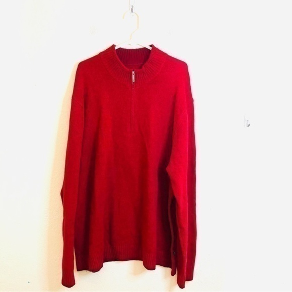 Tommy Bahama Half Zip Merino Wool Blend Long Sleeve Sweater Men Size 2XB Red